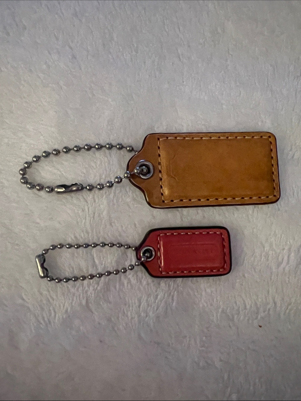 Coach Leather Keychain Tags - Tan and Red -